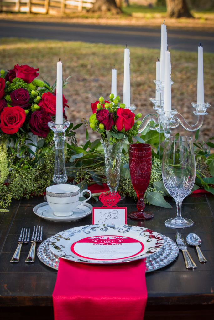 Glamorous Red Wedding Table Setting