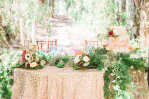 Generous eucalyptus garland runners with ferns and amaranthus